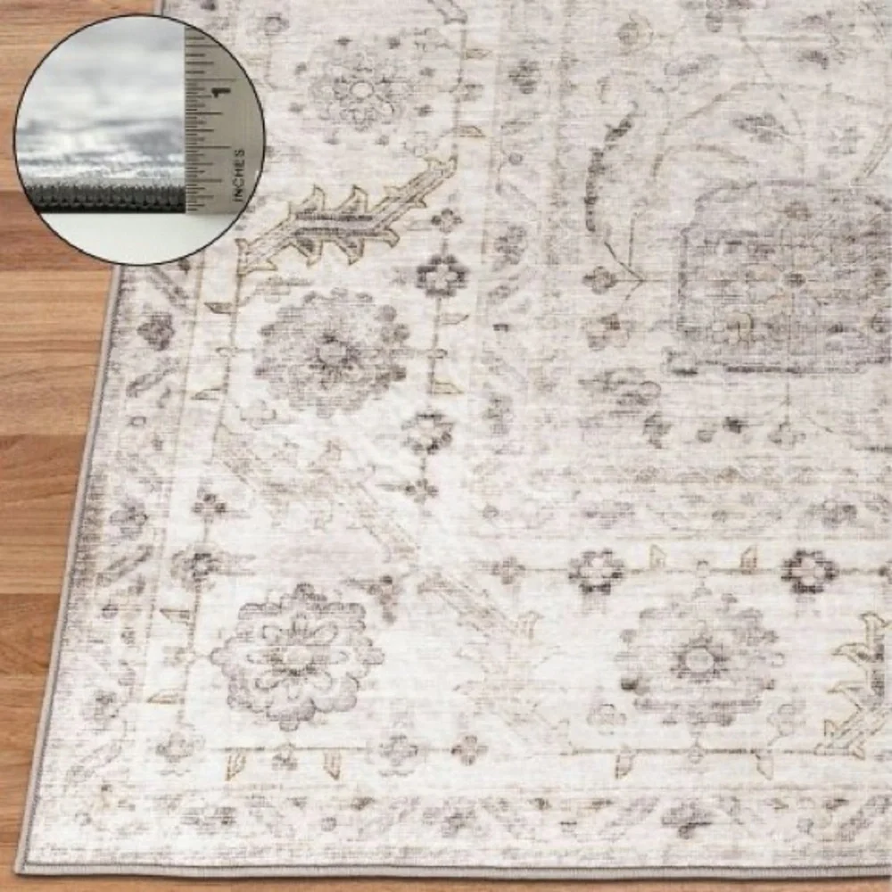 REALLIFE RUGS NWT Machine Washable Padded Joy Area Rug -Beige/Ivory -3x5 - Picture 4 of 10